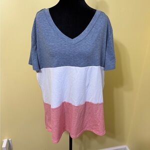 Colorblock V-Neck Women's Top